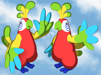 An anthropomorphic macaw.